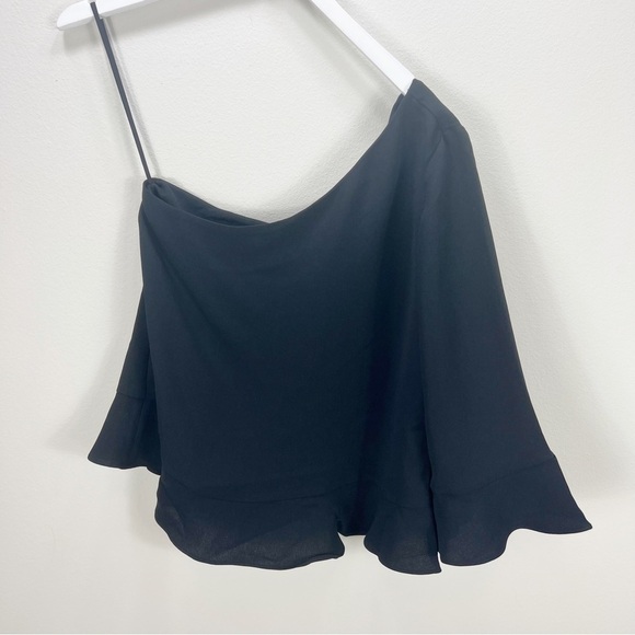 LIKELY Grayson Ruffle Top Black One Shoulder Revolve Size XS NWT - Picture 2 of 6
